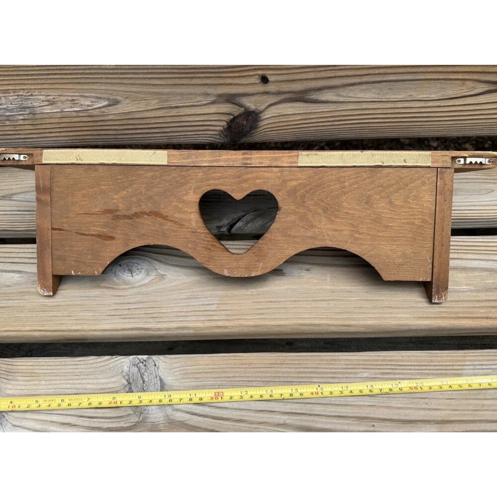 Vintage 1970's Heart Wall Shelves Peg Rack & Apple Welcome Rolling Pin Handmade - Picture 13 of 16